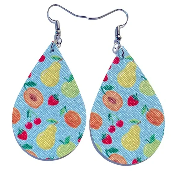 Faux Leather Teardrop Earrings - Picture 1 of 4